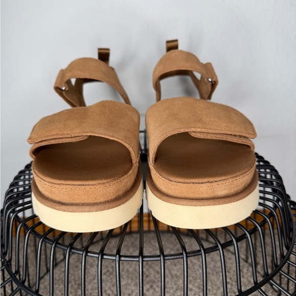 UGG Goldenstar Chestnut Suede Platform Sandals Size 12 - Picture 3 of 8